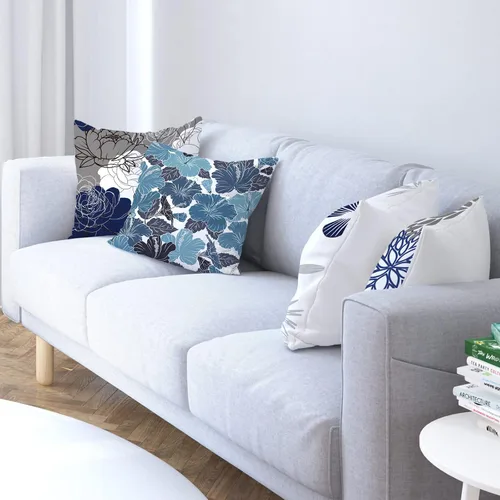 Vista 4 de COMMINY Juego de 6 fundas de almohada decorativas de 16 x 16 pulgadas / 16.0 x 16.0 in., diseño de margaritas y margaritas para sofá, moderna funda