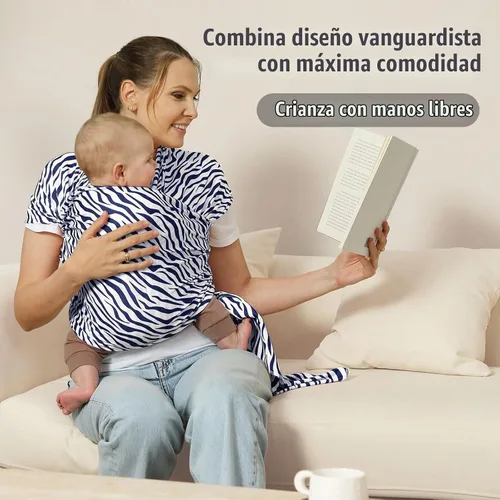 Vista 2 de Portabebés a la moda, diseño ergonómico de manos libres, elástico y ergonómico para bebés de 7 a 35 libras, suave y cómodo