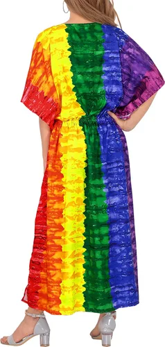 Vista 4 de HAPPY BAY Vestidos largos de playa con abertura de caftán africano para mujer