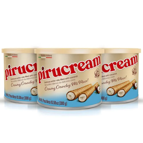 Vista 10 de Pirucream Obleas enrolladas con crema de chocolate y avellanas, hechas con cacao 100% orgánico, receta italiana desde 1975, 0.00 oz de grasa trans