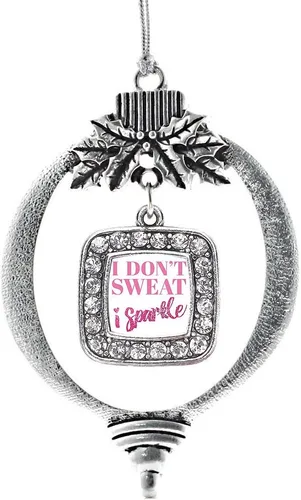 Vista 191 de Inspired Silver - Adorno con dije de reina de rodillo - Adornos navideños cuadrados de plata con joyas de circonita cúbica