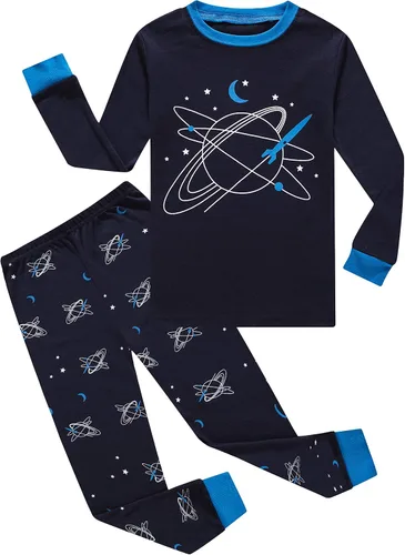 Vista 32 de KikizYe - Conjunto de pijamas para niños y niñas pequeños y grandes, ropa de dormir de 100% algodón 33/4 piezas/dinosaurio