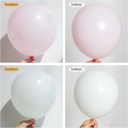 Vista 3 de Kit de guirnalda de globos de 130 piezas en rosa pastel y blanco - Globos de látex blancos y rosas de diferentes tamaños de 18/12/10/5 pulgadas