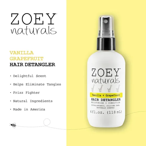Vista 2 de Zoey Naturals - Spray desenredante de cabello de vainilla y pomelo para niños, hidrata el cuero cabelludo y combate los enredos y el cabello seco