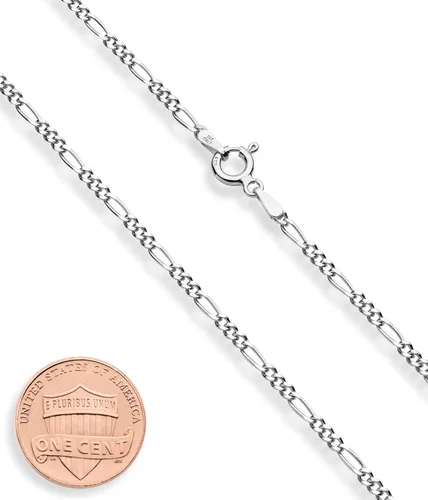 Vista 2 de Miabella Solid 925 Sterling Silver Italian 2.3mm Diamond-Cut Figaro Link Chain Necklace for Women Men, Made in Italy