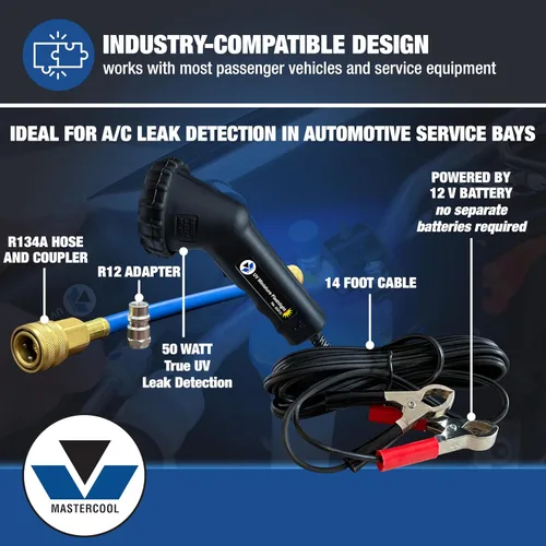 Vista 4 de Mastercool (53351-B) kit de detección de fugas ultravioleta profesional con mini luz de 50 vatios