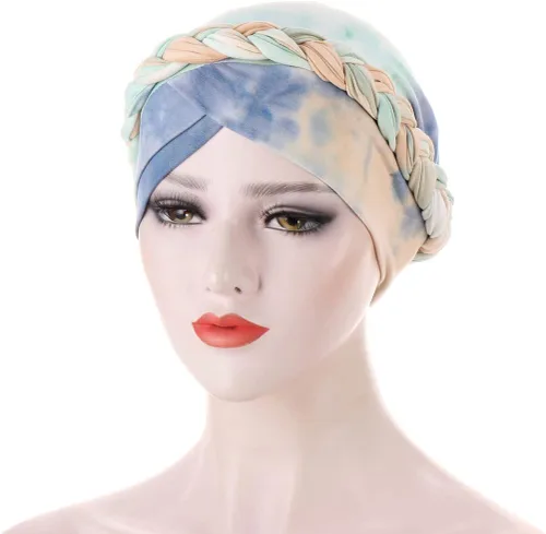 Vista 2 de Paquete de 3 gorros de turbante estampados para mujer, gorros de quimioterapia y cáncer
