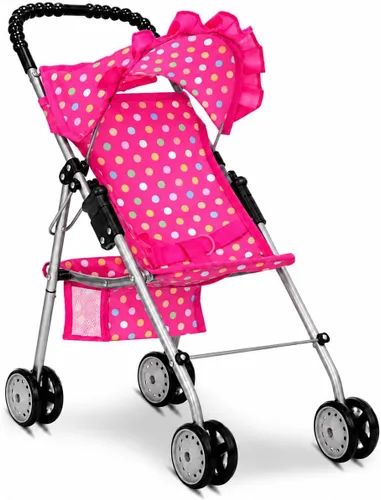 Vista 13 de fash n kolor® - Cochecito de muñeca bebé de lujo con ruedas grandes - Diseño de flores con cesta en la parte inferior - Cochecito de muñeca bebé