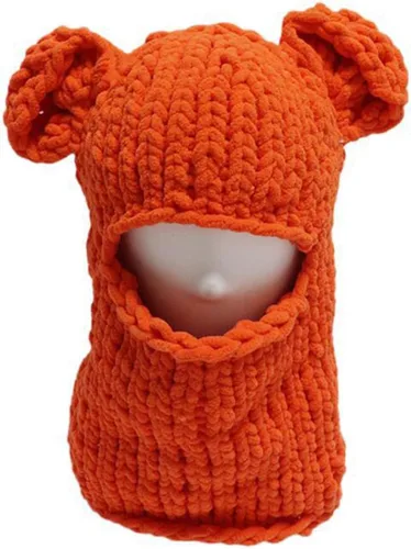 Vista 8 de Máscara de esquí de punto con diseño de ganchillo, máscara facial con diseño de conejo divertido en 3D, para Año Nuevo, clima frío o fiesta