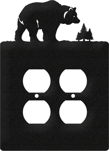 Vista 4 de SWEN Products Bear Wildlife - Placa de pared (interruptor simple, negro)
