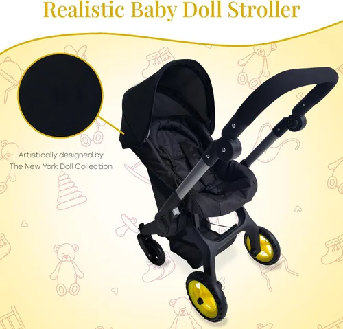 Vista 8 de Combo de Cochecito y Asiento de Coche para Muñeca Bebé – Cochecito de Muñeca Convertible 2 en 1 y Asiento de Coche para Niños – Se Adapta a Muñecas