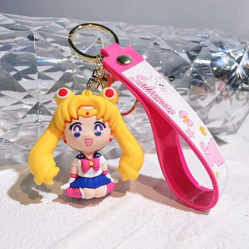 Vista 2 de feimeng jewelry Llavero de silicona con figura de anime para mujeres y niñas, llavero Sailormoon para soporte de llaves de mochila, regalos