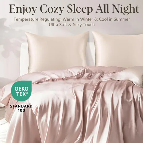 Vista 6 de Funda de almohada de seda 100% pura, 21 mommes, fundas de almohada de seda en ambos lados, tamaño King, Queen, estándar; funda de almohada de seda