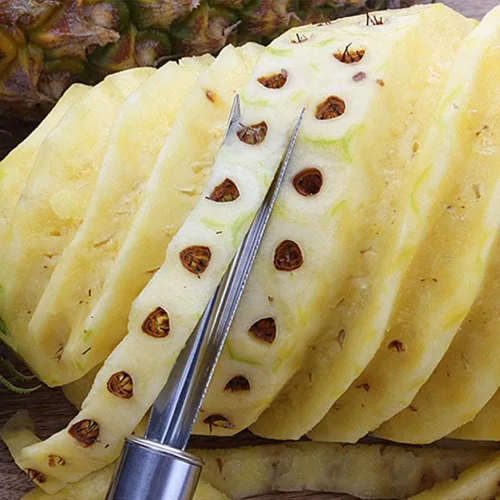 Vista 6 de Herramienta removedor de ojos de piña, clip multiusos, acero inoxidable en forma de V para fruta de cocina casera