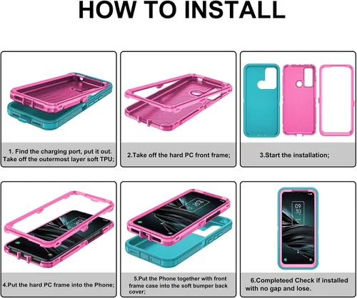 Vista 8 de Asuwish Funda de teléfono para Alcatel 3V 2019, híbrida, resistente, a prueba de golpes, dura, a prueba de caídas, cuerpo completo, resistente
