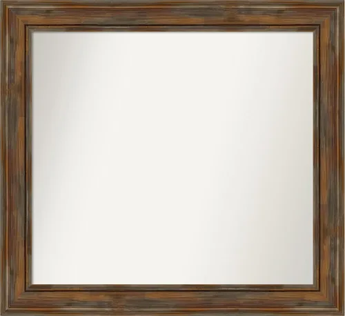 Vista 65 de Amanti Art Espejo de baño marrón para sobre fregadero, 26 x 26 pulgadas, espejo de tocador cuadrado marrón rústico Alexandria, marco de madera