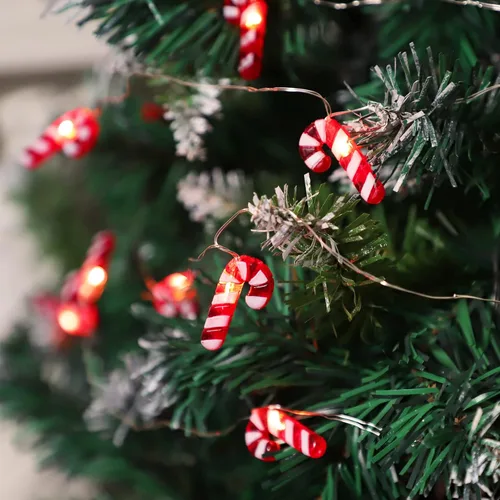 Vista 5 de Impress Life Guirnalda de luces navideñas de bastón de caramelo, 10 pies 20 luces LED 3D Plus centelleantes, funciona con USB y batería con control