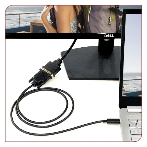 Vista 7 de UPGROW Cable USB-C a DVI de 6 pies, soporta 4K a 30 Hz, compatible con MacBook Pro, Surface Book 2, Dell XPS 13, Galaxy S10, monitores, proyectores