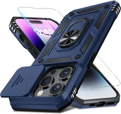 Vista 25 de Janmitta Funda para iPhone 8 Plus/7 Plus/6 Plus, Cubierta de Teléfono con Cubierta Deslizante Integrada para Lente de Cámara + Protector