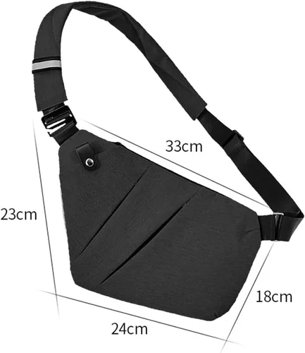 Vista 6 de chinatera Bandoleras antirrobo, bolsa de bolsillo personal para hombres y mujeres, mochila de viaje casual, Negro