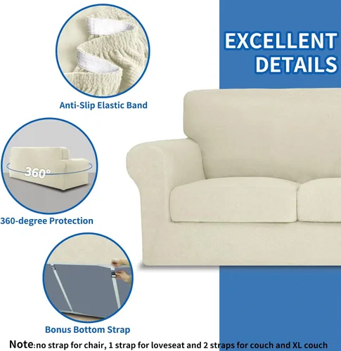 Vista 4 de MAXIJIN 2 piezas de fundas para silla con brazos, funda para silla de sofá para sala de estar, funda elástica para perros para una silla con 1 cojín