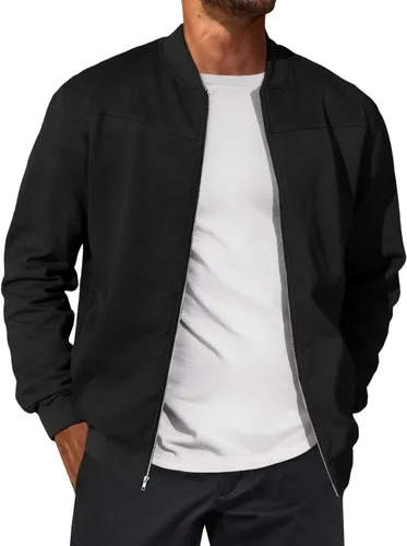Vista 9 de Runcati Chaqueta bomber de gamuza para hombre, con cremallera completa, casual, softshell, chaqueta universitaria, ligera, vintage, abrigo de otoño