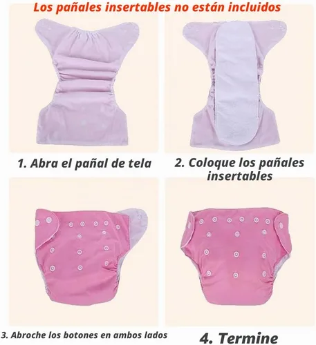 Vista 4 de Pañales de tela reutilizables lavables para bebés, 7 unidades, 7 piezas pañales