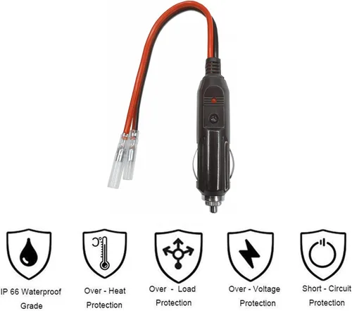 Vista 6 de Enchufe macho de encendedor de cigarrillos de repuesto para automóvil con cables - Adaptador de coche de 12 V 24 V Kit de cargador de batería de CC
