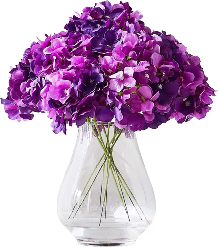 Vista 64 de Flores de hortensias artificiales rosa polvoriento, 10 cabezas de flores de seda de hortensia falsas para centros de mesa de boda, ramos de 10