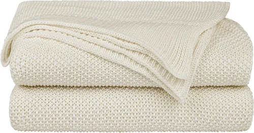Vista 16 de PiccoCasa Manta de punto 100 % algodón, mantas decorativas ligeras y sólidas, manta de punto suave para sofá, verde mar oscuro, 50 x 60 pulgadas