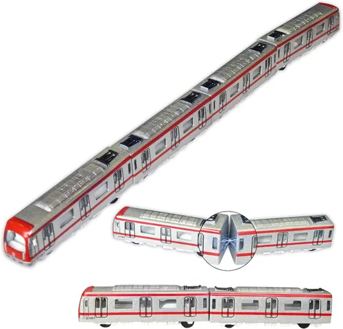 Vista 9 de OTONOPI Juego de Tren de Juguete Tren de Metro Bala Tren de Alta Velocidad Locomotora Motor Coche Modelo de Metal para Niños Paquete de 4