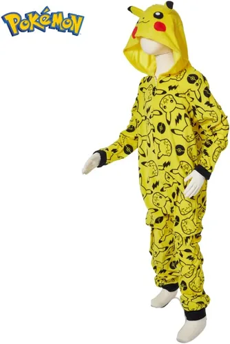Vista 9 de Pokemon Pijama de una pieza para niños, disfraz de Pikachu con capucha o para dormir con cremallera frontal, tallas 4-10, Multi