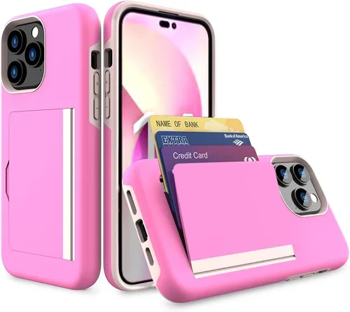 Vista 7 de Funda protectora para iPhone 16 Pro con tarjetero y ranura para tarjeta de crédito, color negro