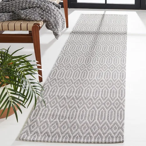 Vista 2 de Martha Stewart x SAFAVIEH - Colección de alfombras de área de 2 x 8 pies, color antracita y gris claro, tejido plano, de algodón, ideal para sala