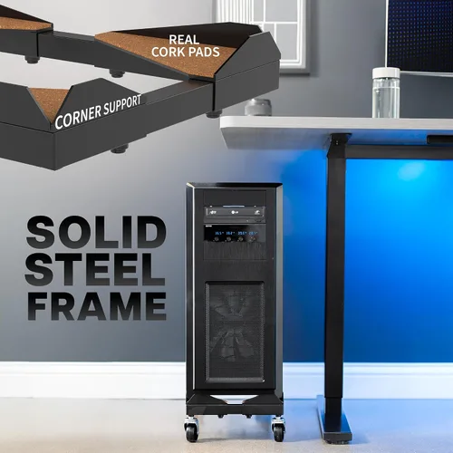 Vista 8 de VIVO Carrito de PC portátil ajustable de acero grande para debajo del CART-PC03D se adapta a la mayoría de PC para juegos de hasta 25 x 12 pulgadas