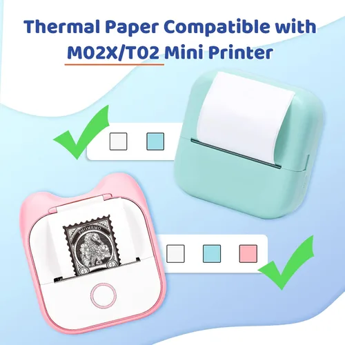Vista 8 de Phomemo Mini impresora de bolsillo con 3 rollos de papel M02X impresora sin tinta Blutooth térmica portátil para estudio, álbum de recortes, fotos