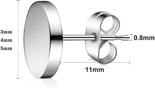 Vista 2 de G23 - Poste de titanio para orejas sensibles de 0.118in, 0.157in, 0.197in, aretes redondos de disco plano de grado implante