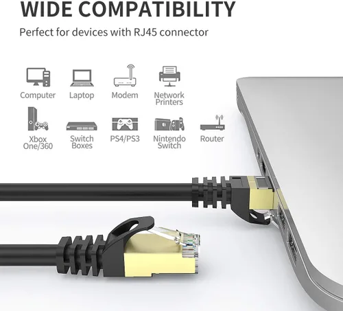 Vista 4 de BIFALE Cable Ethernet Cat7 de 225 pies, cable Cat7 para exteriores de triple blindaje SSTP 10Gbps 600MHz Ethernet Cable Patch para módem Router LAN