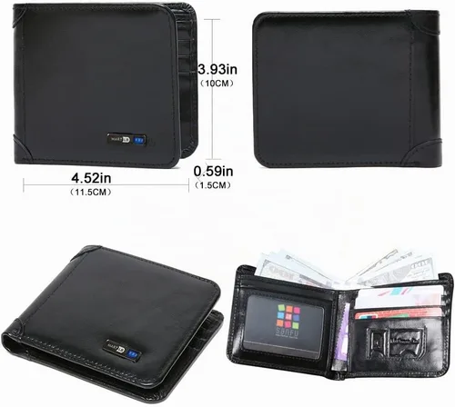 Vista 6 de 1 billetera inteligente para hombres, cartera de rastreador, tarjetero con rastreador, rastreador de tarjetas GPS, regalo de Navidad para hombres