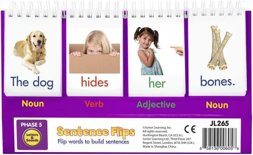 Vista 5 de Junior Learning Sentence Flips - Soporte abatible de doble cara, de 4 a 6 años, vocabulario y gramática, K-1