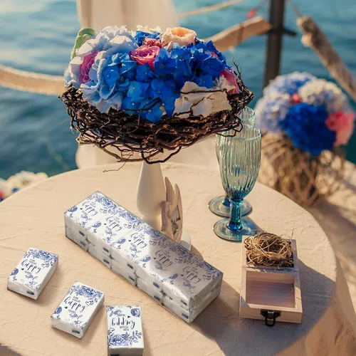 Vista 5 de Spiareal 50 pañuelos azules con diseño de lágrimas felices para boda, 3 capas para tus lágrimas felices, pañuelos de boda para invitados, papel