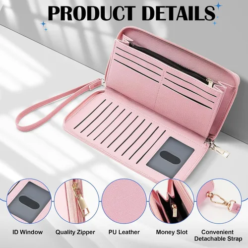 Vista 65 de Chelmon - Monedero para mujer de cuero genuino con bloqueo de señal RFID, para tarjetas de crédito