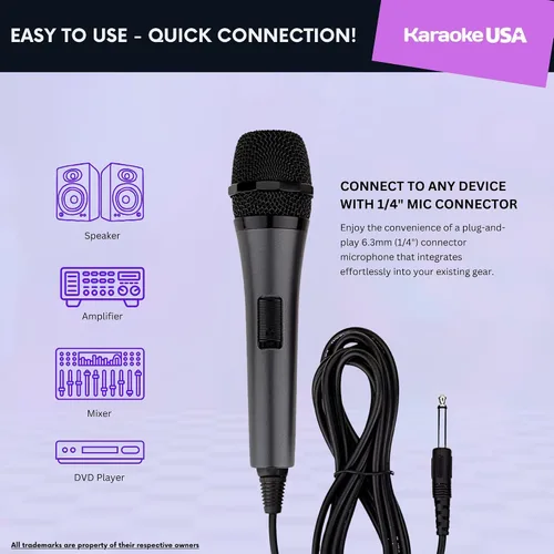 Vista 2 de Karaoke USA Micrófono dinámico profesional M187 (cableado), negro