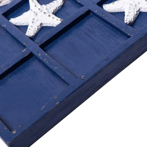 Vista 7 de SOFFEE DESIGN Estrella de mar de madera Tic Tac Toe Decoración Playa Océano estilo para decoración de habitación divertida, dólar de arena