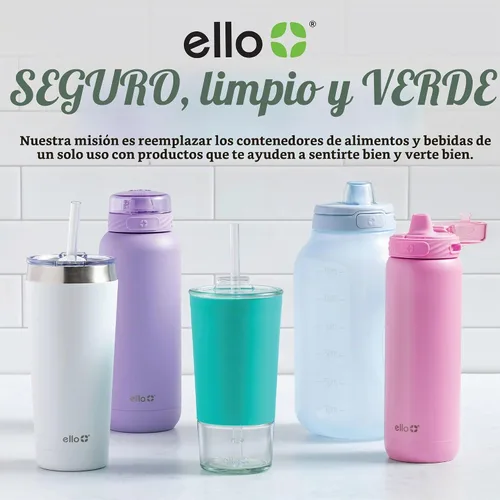 Vista 12 de Ello Pop & Fill botella de agua de acero inoxidable de 22 onzas con tecnología de llenado rápido, metal de doble pared y aislado al vacío, tapa