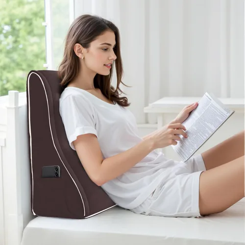 Vista 11 de Almohada de cuña de cama para cabecero, juego de cuña triangular para sentarse en la cama, reflujo ácido, poscirugía y ronquidos (terciopelo negro)