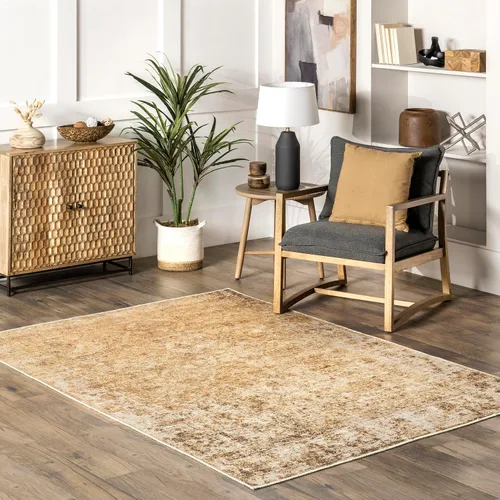 Vista 6 de nuLOOM Chana - Alfombra de área de tejido plano enmarcada con enrejado, 5 x 8 pulgadas, beige