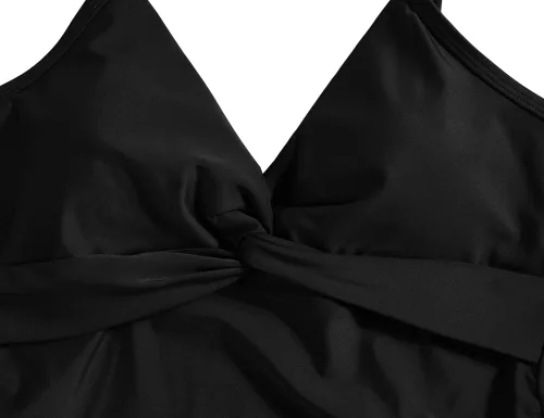 Vista 4 de Firpearl Parte superior tankini para mujer, parte superior de traje de baño fruncido con control de abdomen