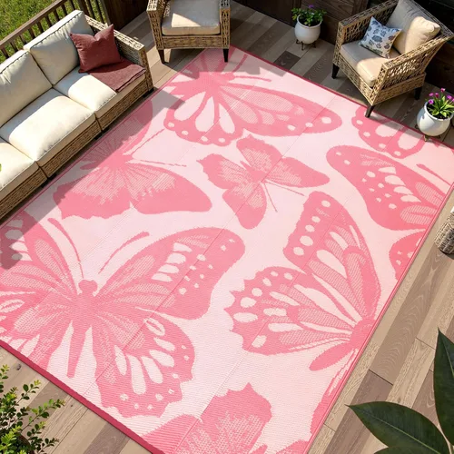 Vista 22 de Anidaroel Alfombra de área para exteriores para patio, 4 x 6 pies, impermeable, reversible, alfombra de paja de plástico para exteriores, alfombra