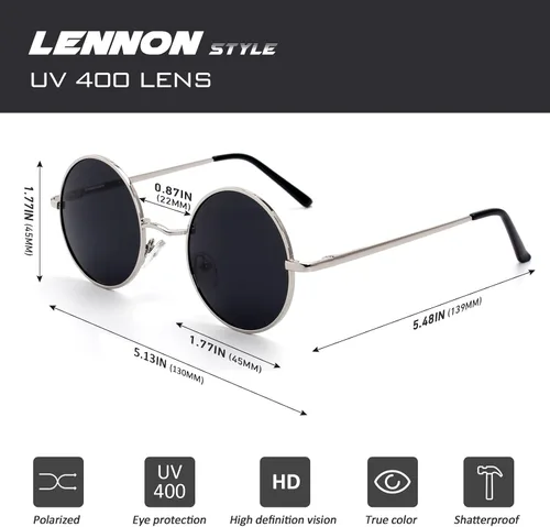 Vista 3 de CGID E01 Lennon - Gafas de sol polarizadas redondas unisex